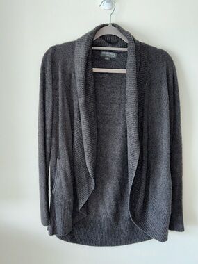 Barefoot Dreams Charcoal Gray Open-Front Shawl Collar Cardigan